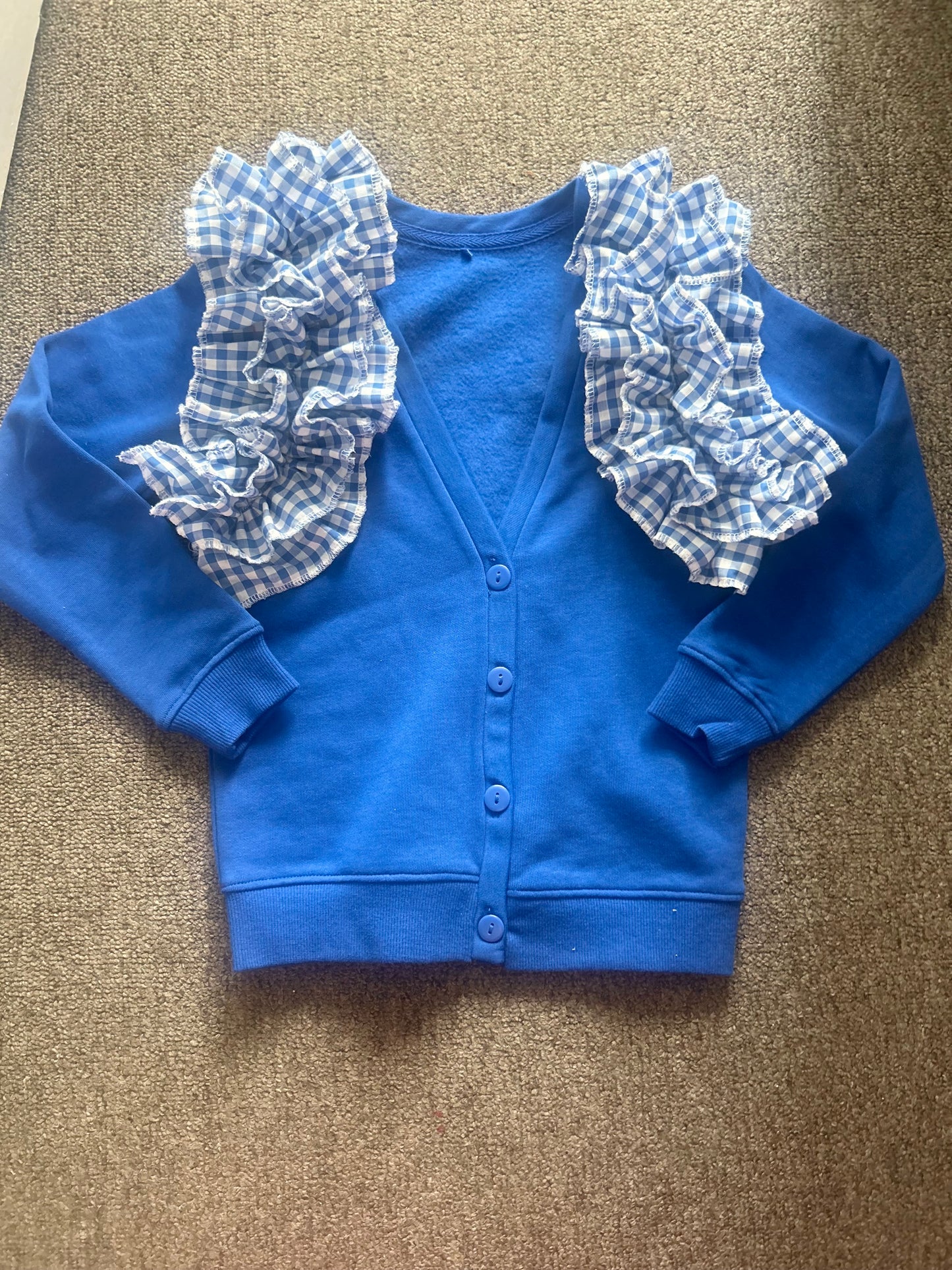 Frilly school cardigan with matching scrunchies