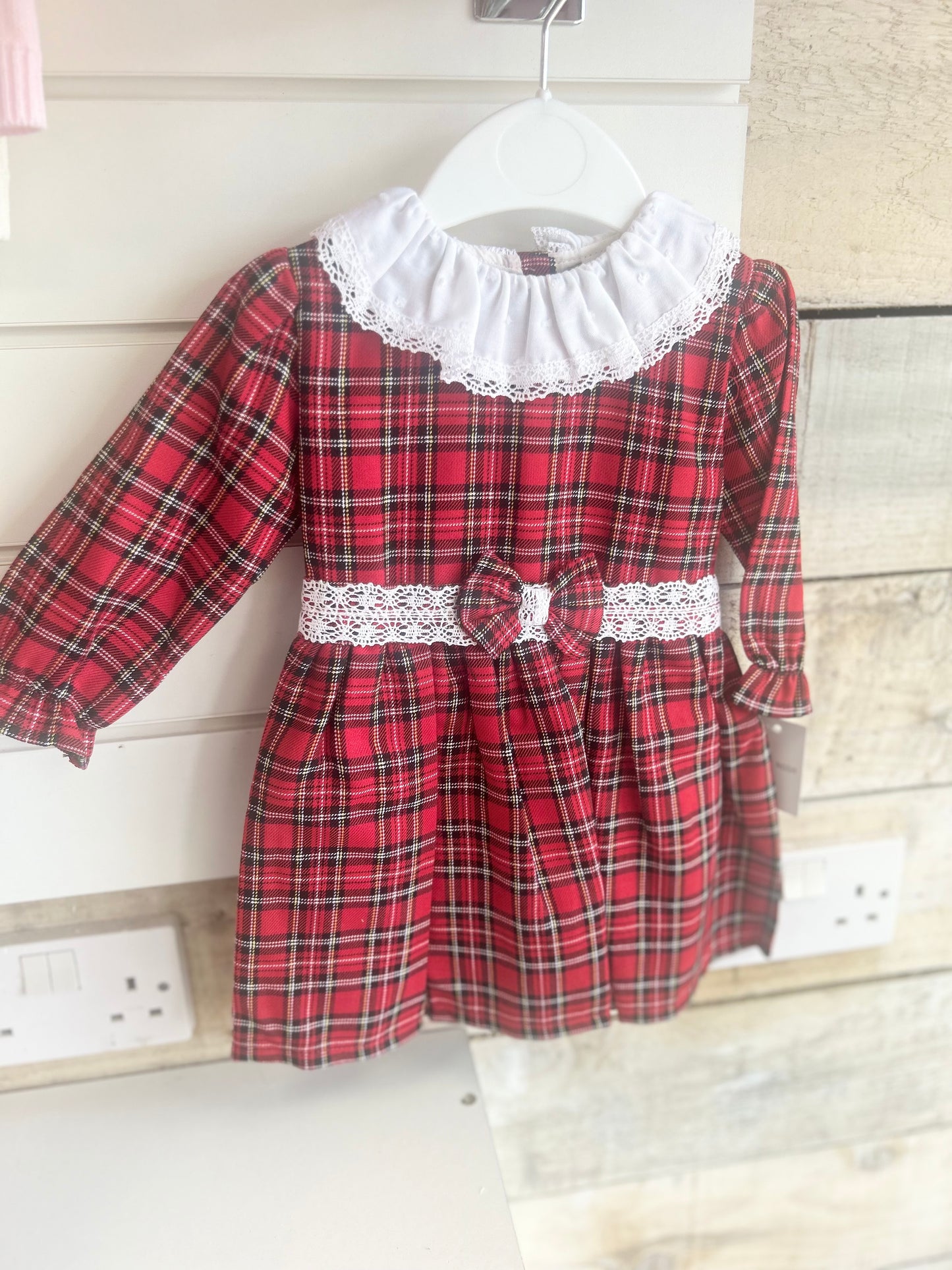 Tartan lace bow dress
