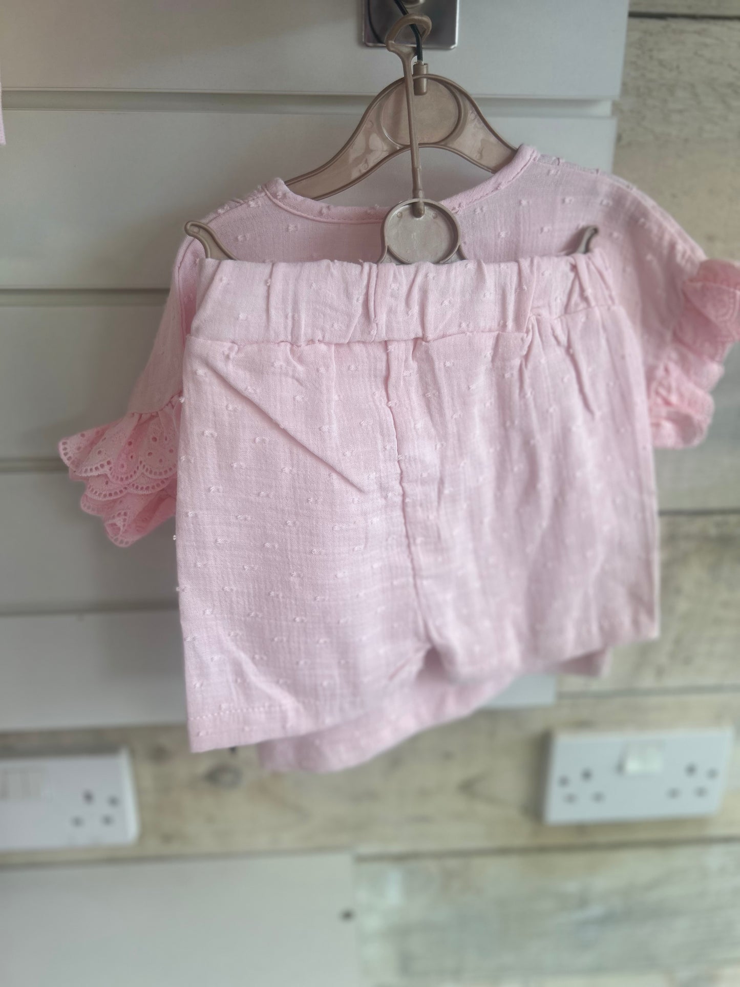 Pink bow short set