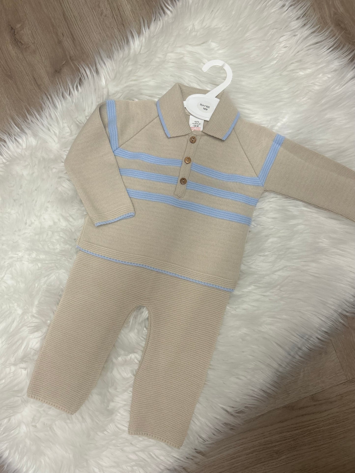 Beige striped knitted set