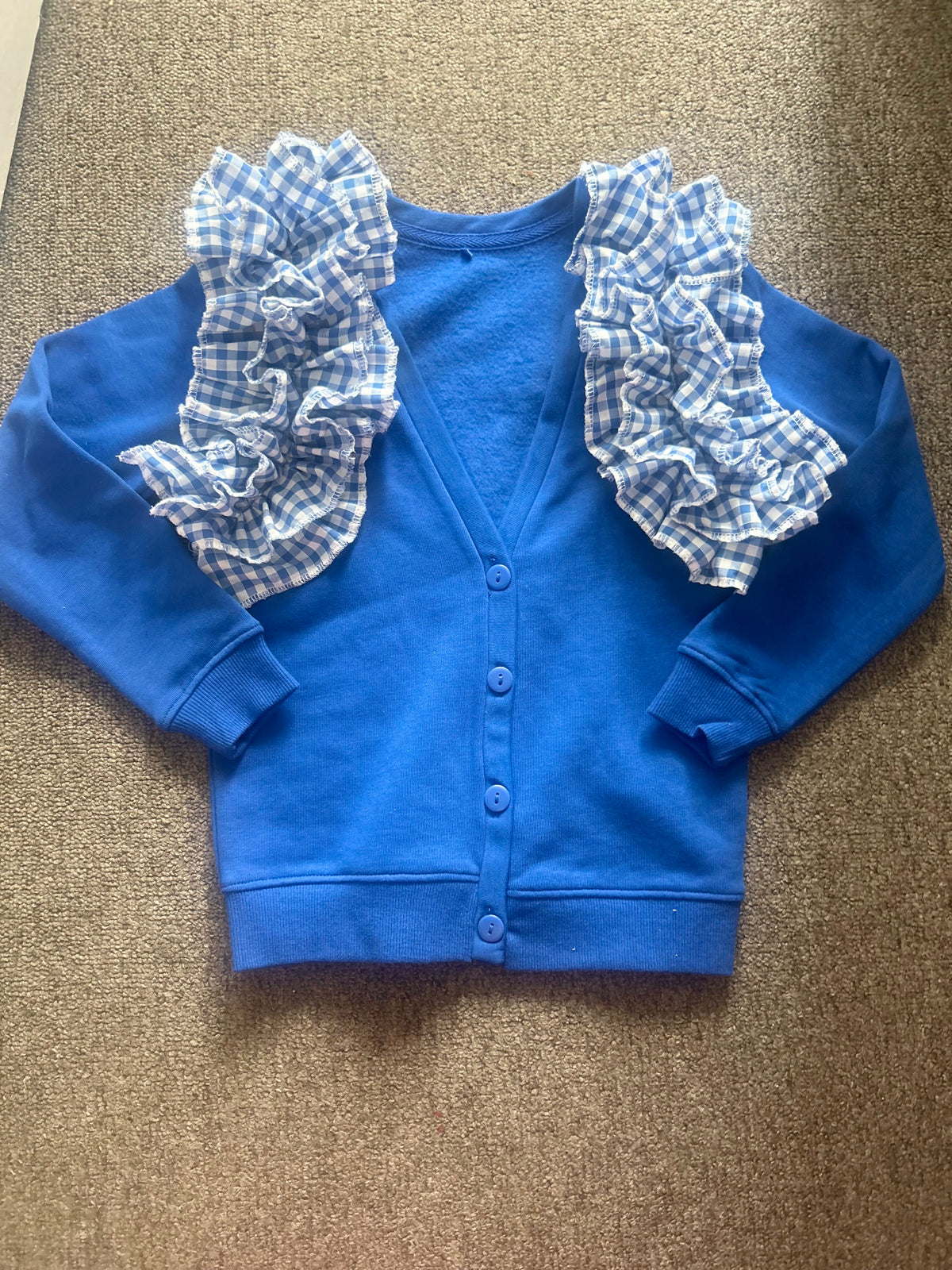 Frilly school cardigan with matching scrunchies