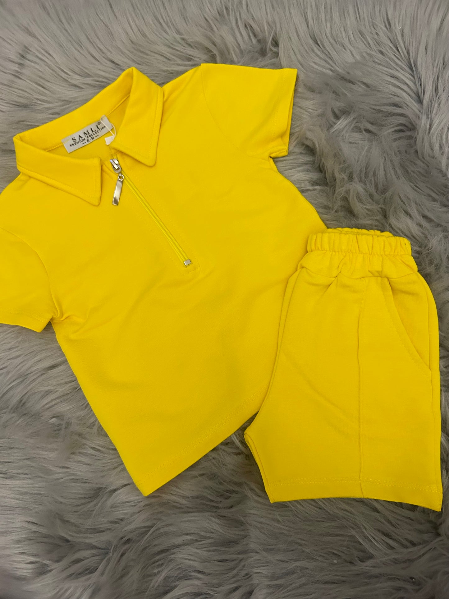 Yellow zip short set