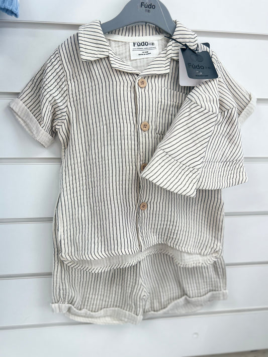 Beige striped 3 piece set