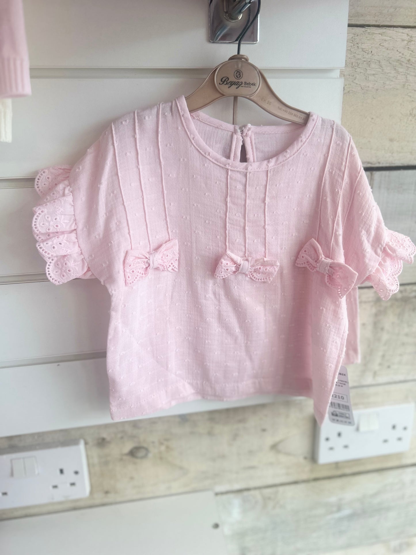 Pink bow short set
