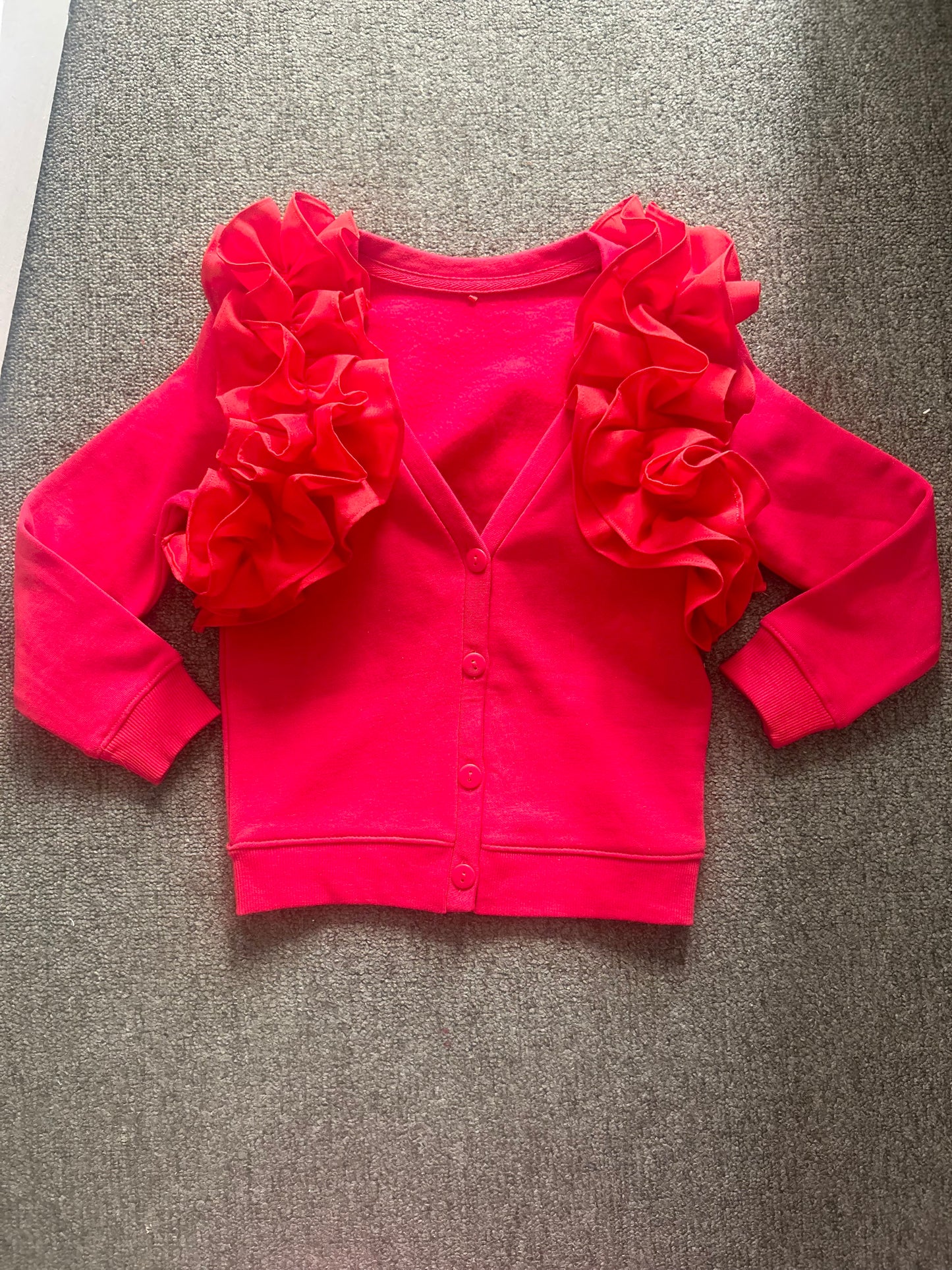 Frilly school cardigan with matching scrunchies