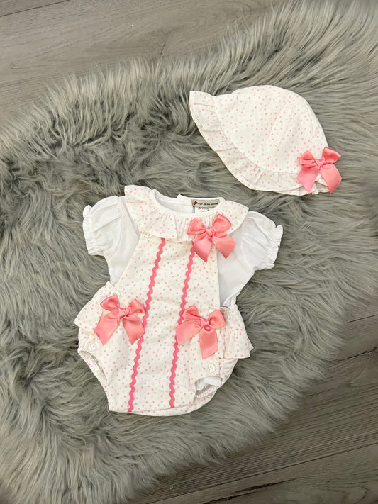 Blouse & pink spotty romper