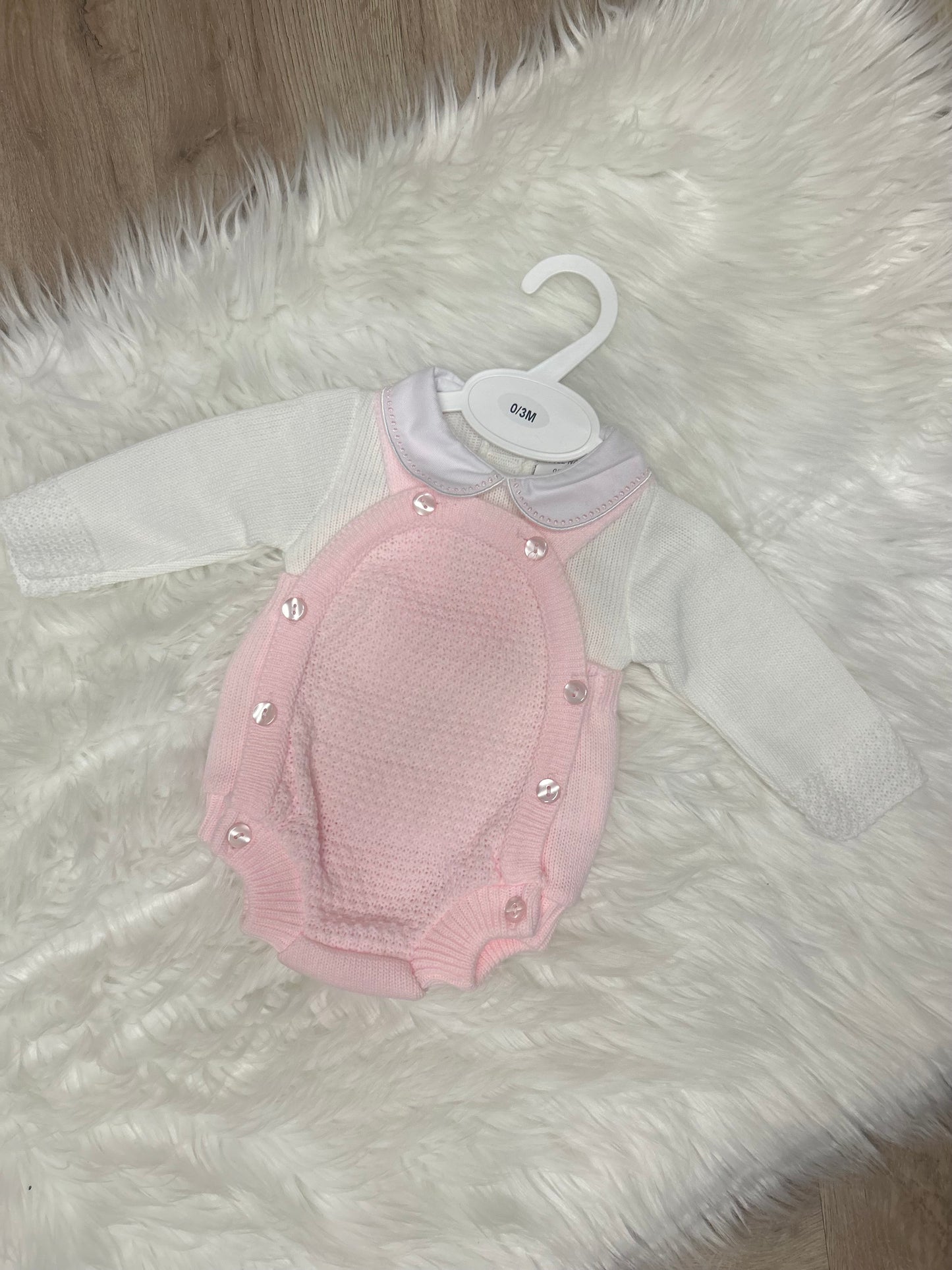 Pink knitted romper set
