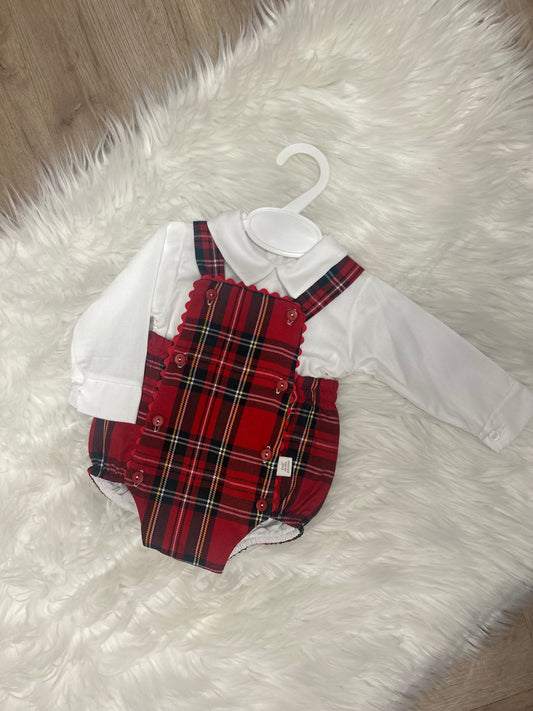 Shirt & tartan romper
