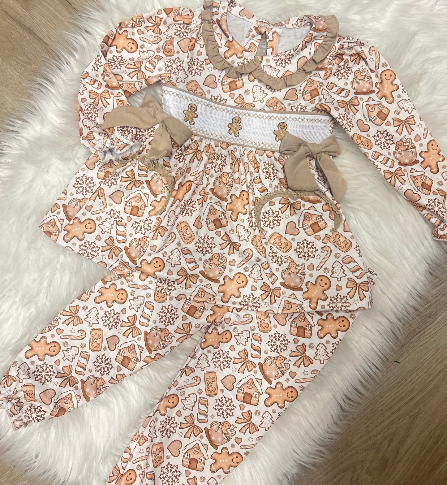 Gingerbread lane smocked pyjamas
