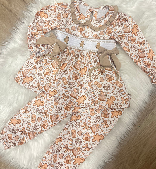Gingerbread lane smocked pyjamas