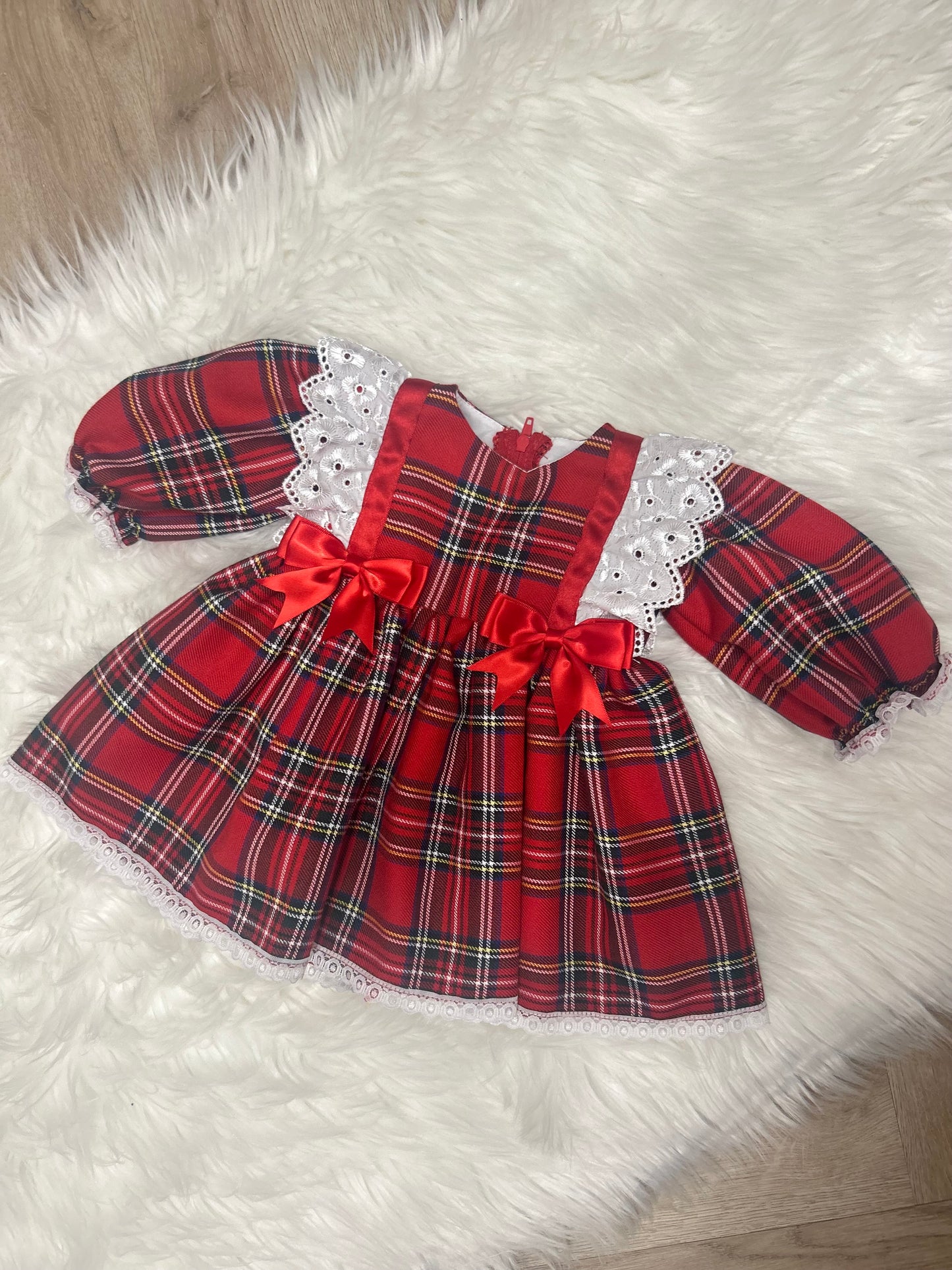 Tartan lace bow dress