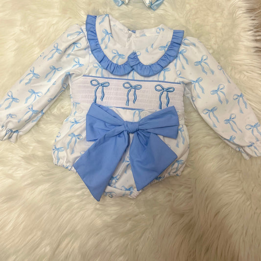 Bows smocked romper