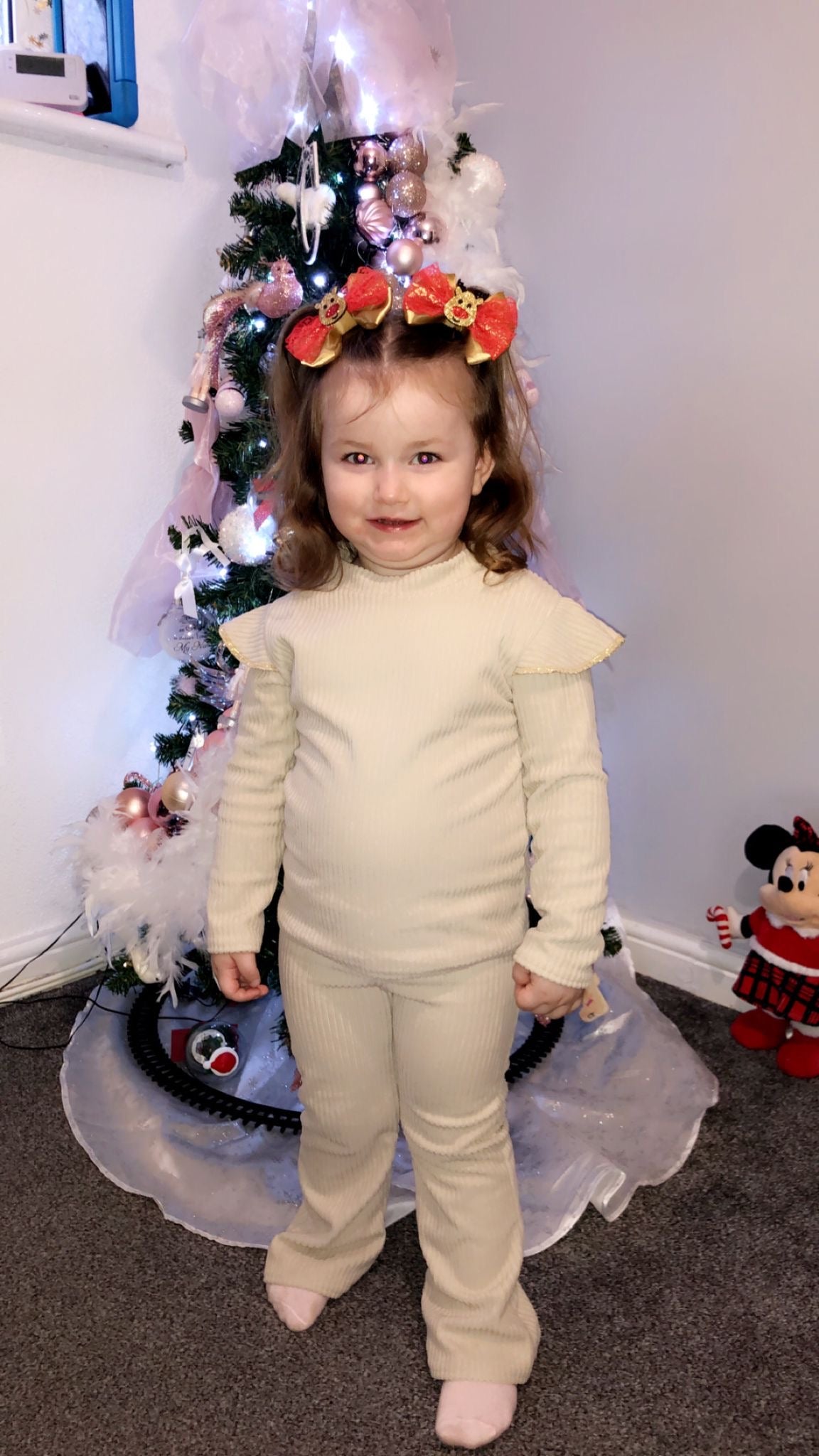 Beige top and trouser set