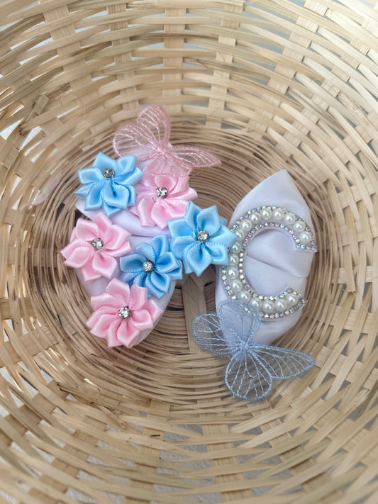 Flower C initial clip 4”
