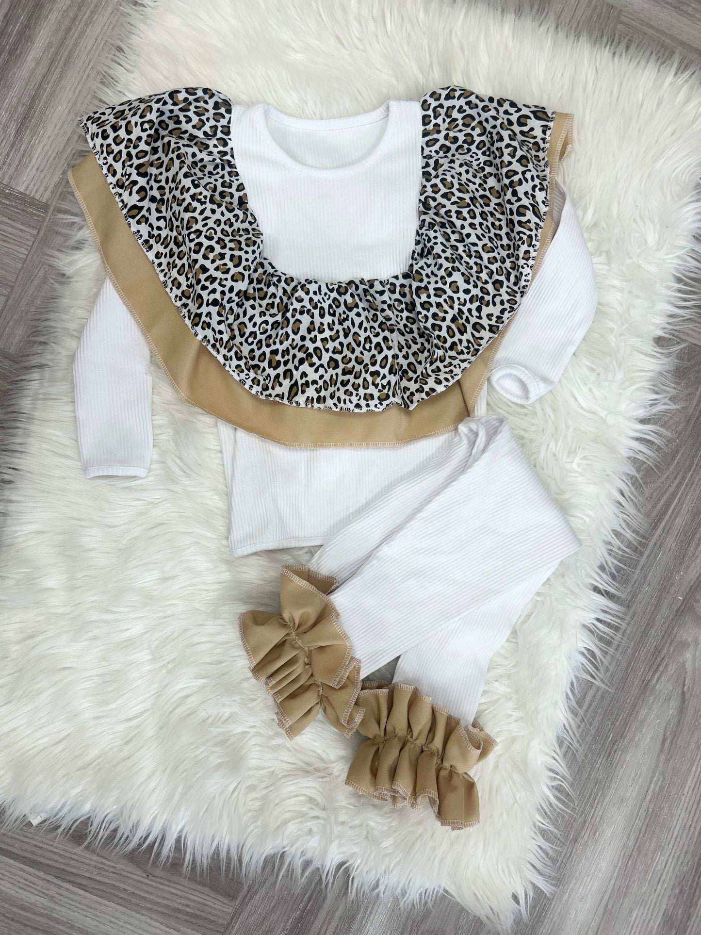 Leopard print double drop trouser set 4-5y