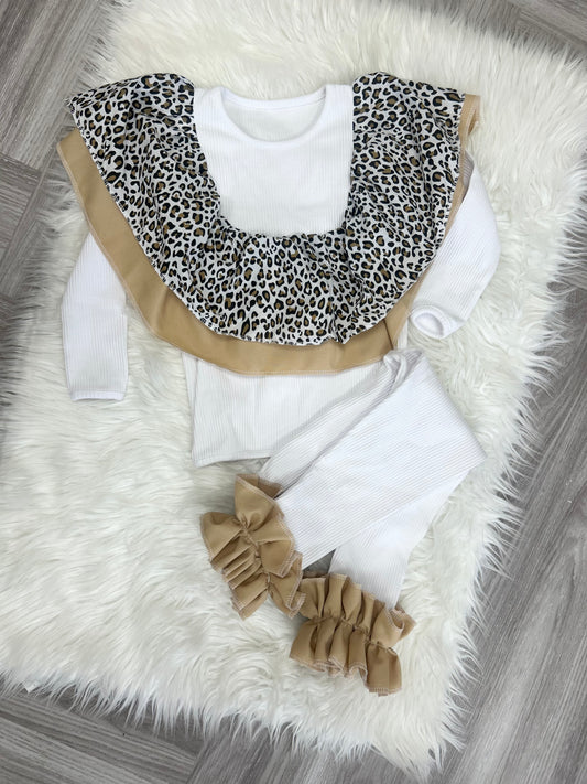 Leopard print double drop trouser set 4-5y