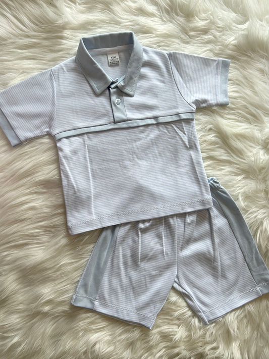 Blue striped short set