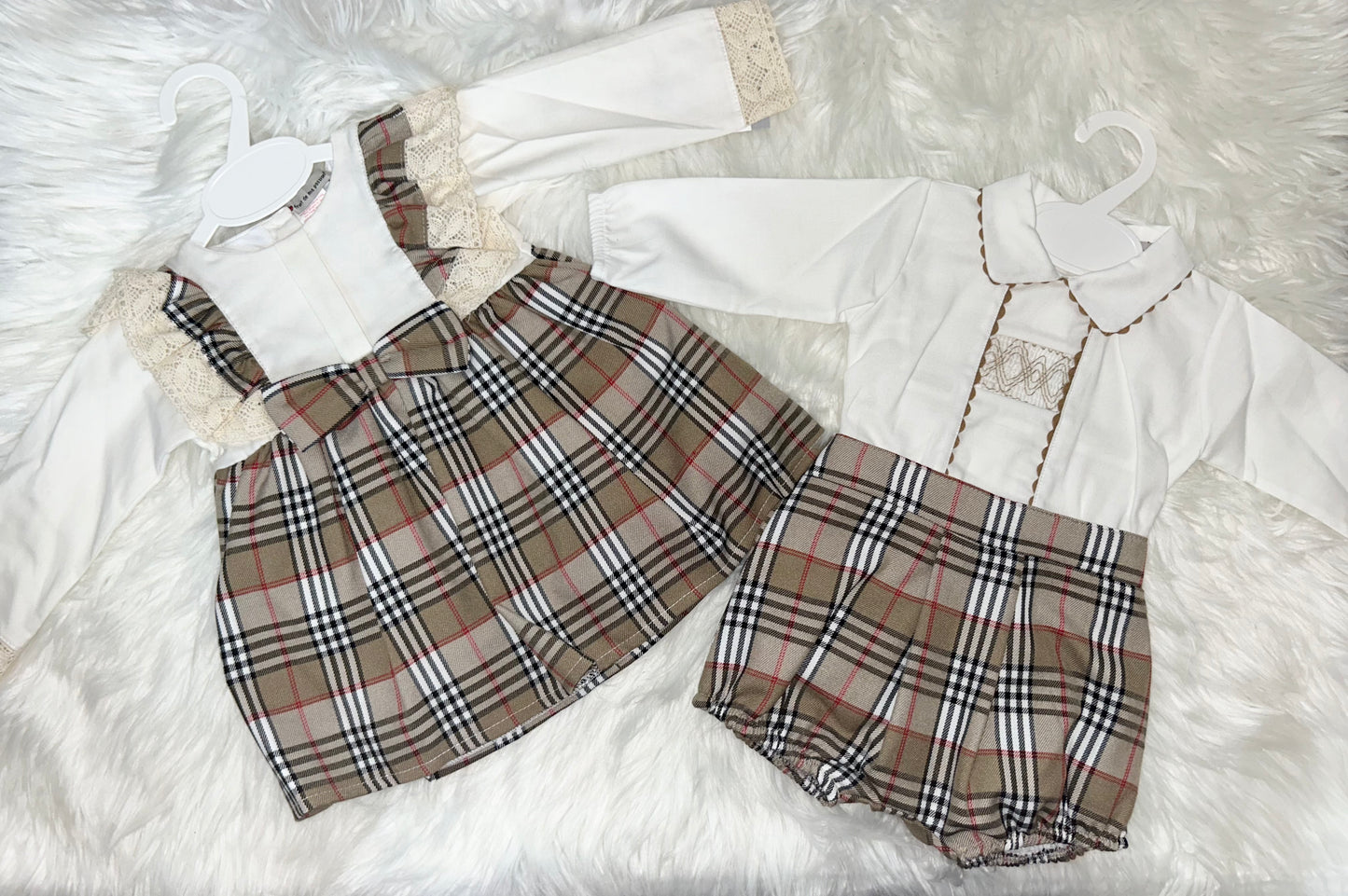 Beige tartan dress