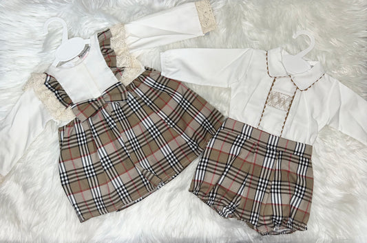 Beige tartan dress