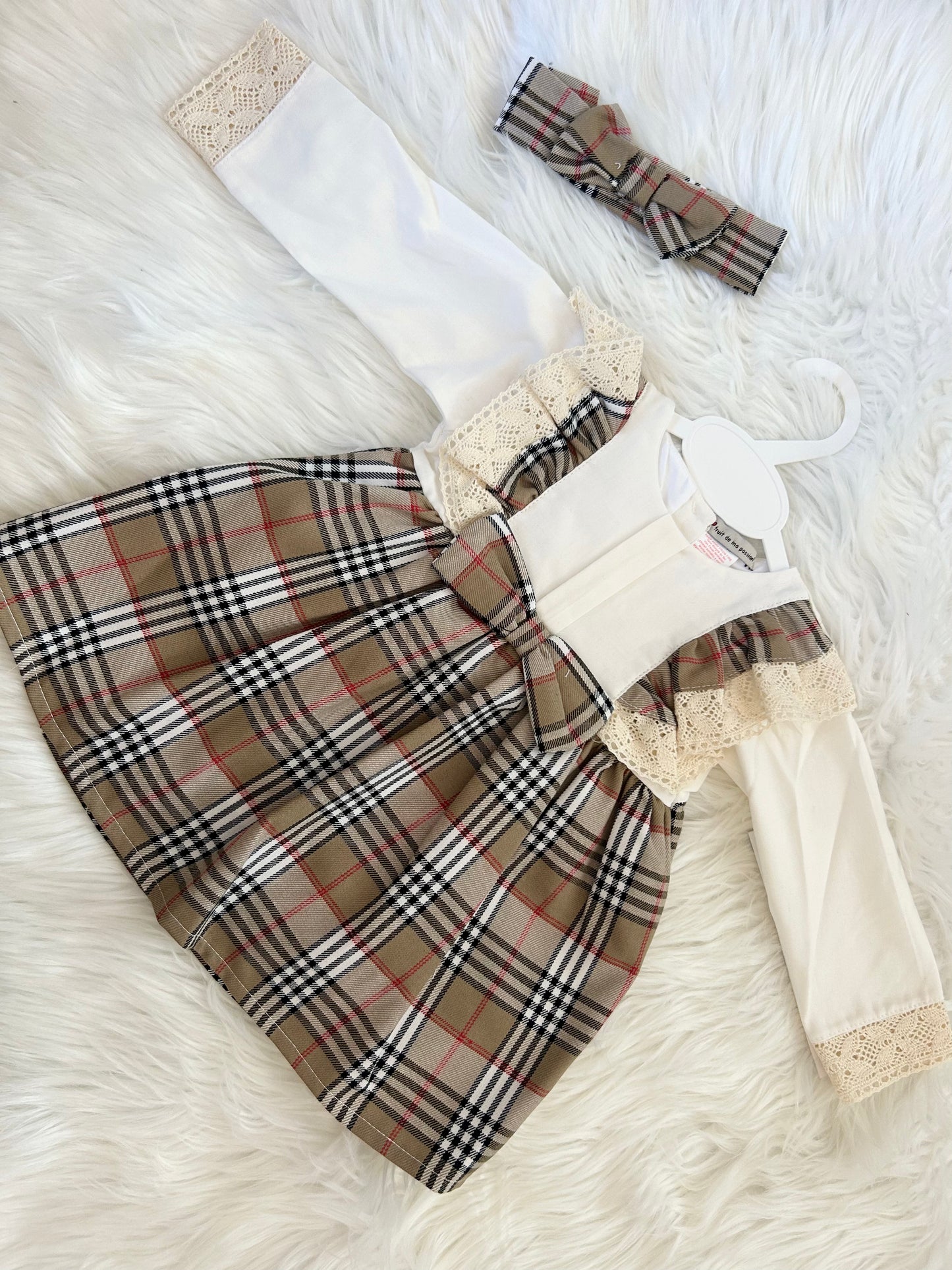 Beige tartan dress